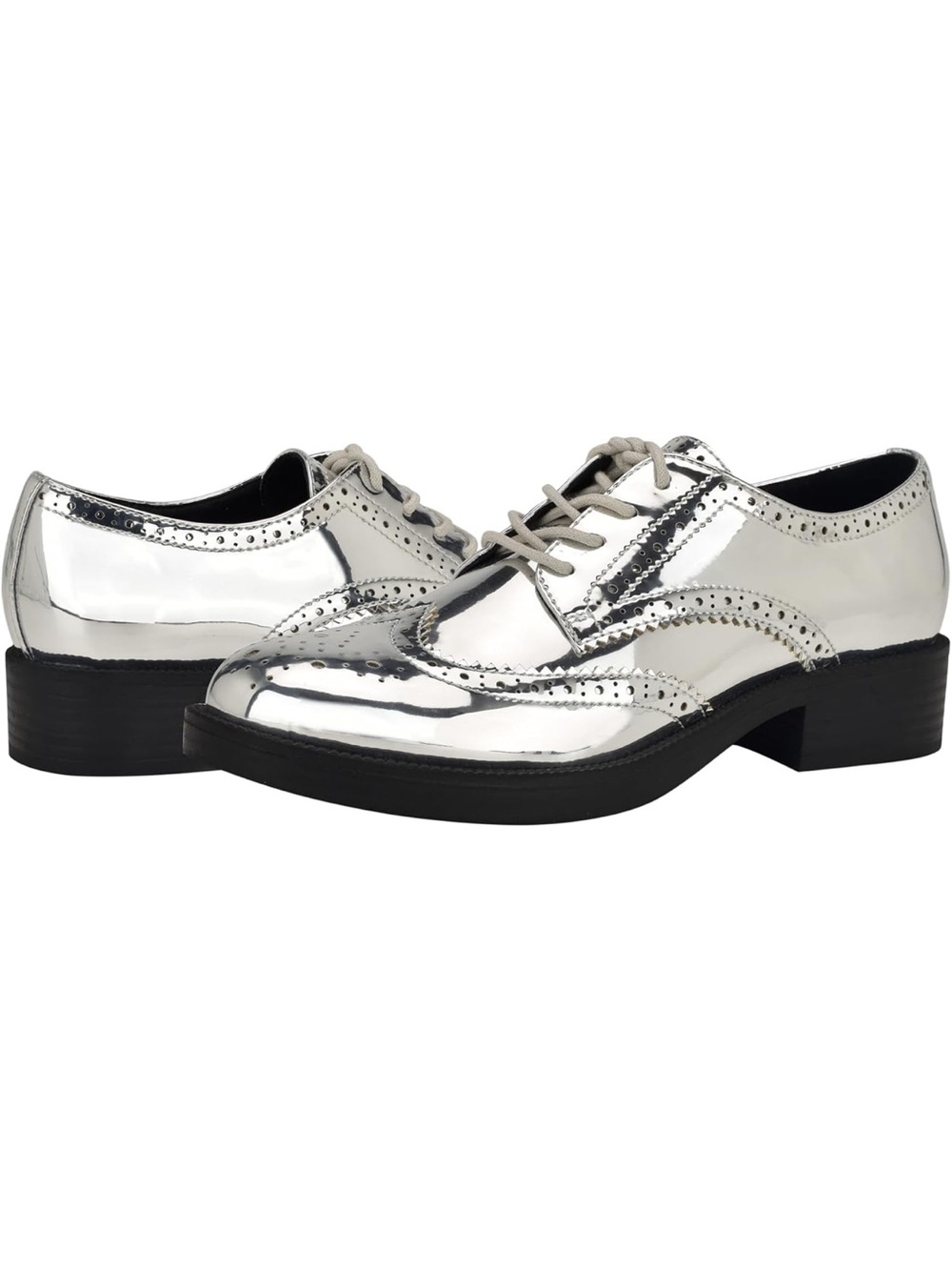 New Nine West Women's Silver Mirror Metallic Studey loafers size 6